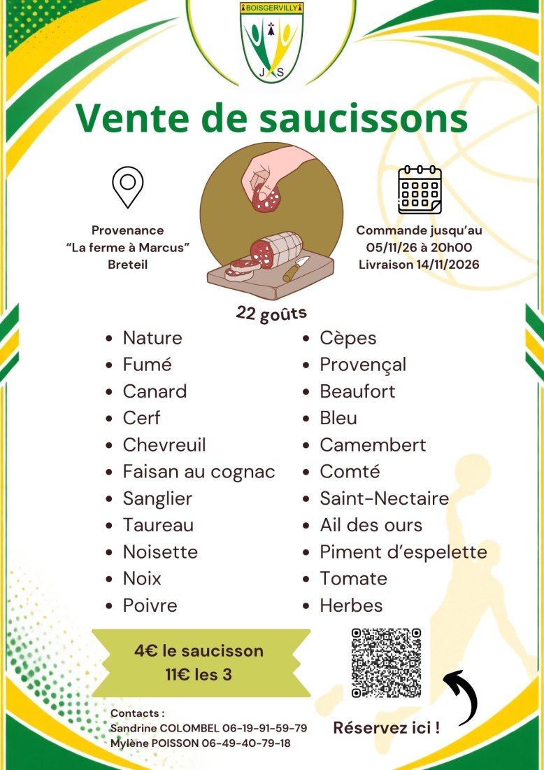 Vente de saucissons de la JSB Basket !